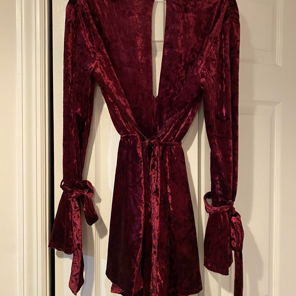 Hommage Romper with tie sleeve and waist detail